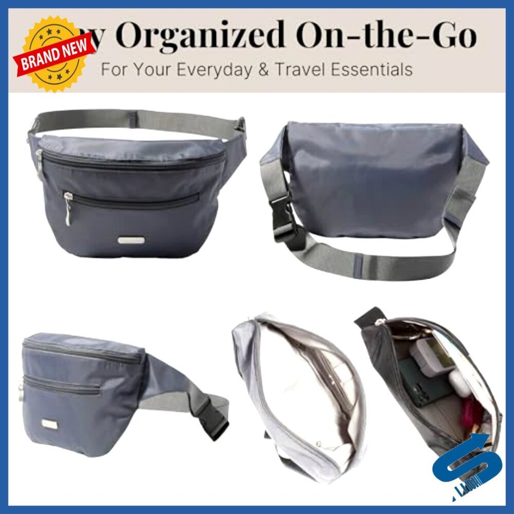 19x6" Crossbody Fanny Pack with RFID Protection & Adjustable Strap - Picture 5 of 7